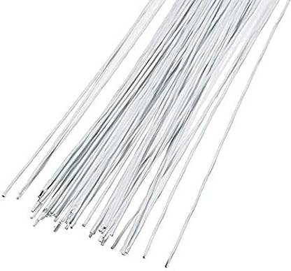 Omkraft Imported WhiteFloral Wire 22 Gauge, 12 inch Long Pack of 100 Wires Sugar Craft
