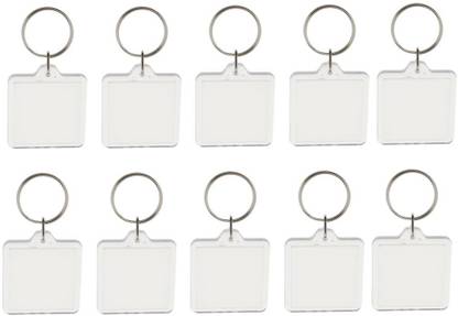 Lyla 10Pieces Square Shape Blank Insert Photo Picture Frame Split Ring Keychain
