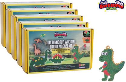 Awesome Place MDF Dinosaur Fridge Magnet DIY Kit,Birthday Return Gift for Kids(5-11 Yrs)