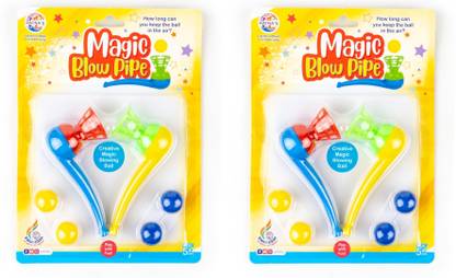 MOREL Magic Blow Pipe Ball Game Set of 2 Floating Ball Creative Magic Blowing Ball