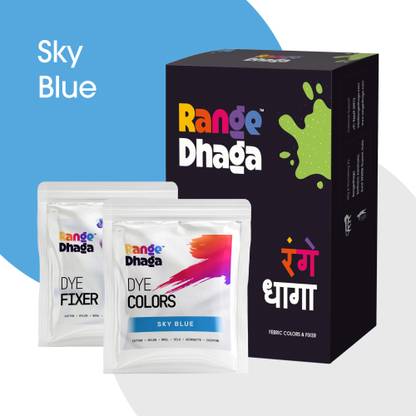 rangedhaga Fabric Dye, Shade Sky Blue, Pack of 5 Single Color Pouches
