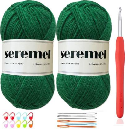 Qroof 2 PCS Crochet Crochet Hook , Stitch Markers and Needles -Green