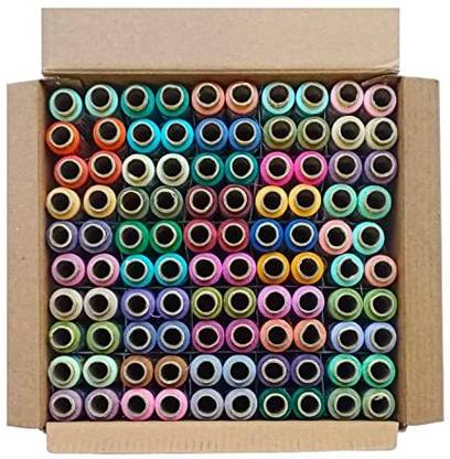 JEFFY Vardhman Polyester Sewing Threads in Box H-194 (Multi-Colour)- Set of 100 Pieces