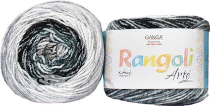 Simi Enterprise GAN GA Rangoli Arte Multi Grey 200 gm Wool Ball Hand knitting wool R Art-AEHH