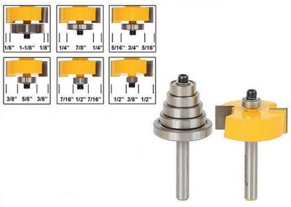 Lyla Cemented Carbide Rabbet Router Bits 1/4" Shank With 6 Adjustable Bearing 2Pc
