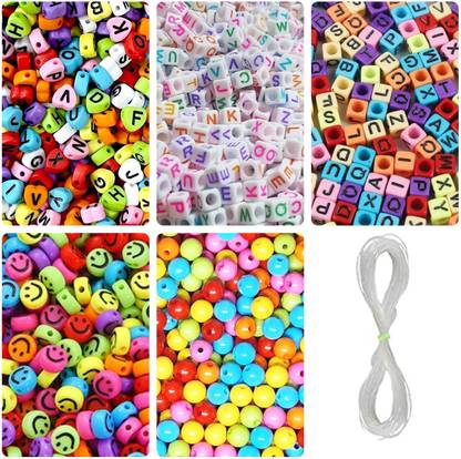 REGLET DIY 1050 Alphabet Beads (3 types) & 270 Multicolour Beads |Bracelet Jewellery