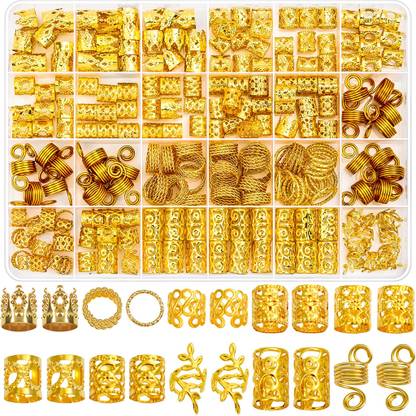 sannidhi 220 Pcs Gold Hair Jewelry for Braids, Loc Jewelry for Hair Dreadlock, Hair Charm