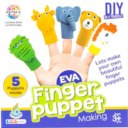 Ratnas Eva Finger Puppet Making Pack of 4 (1128) DIY Craft Kit Blue