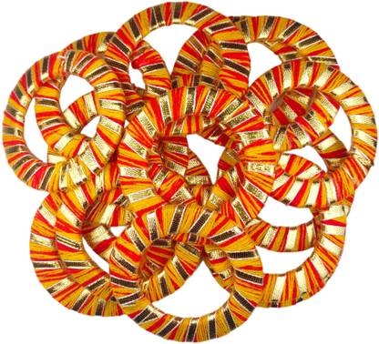 Indian Petals Threaded Gota Bangle Ring Motif For Craft Or Decor, Moli, 25 Pcs