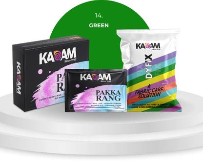 KADAM Pakka Rang Permanent Fabric Dye Colour | Shade No.14: Green | 25g Pack