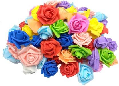 PRANSUNITA Artificial Rose Flower Heads, Real Looking Foam Fake Roses for Gift Packaging