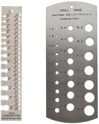 HAMMER MAN Drill Gauge Measurement Tool & Rectangular Wire Gauge Combo Pack of 2
