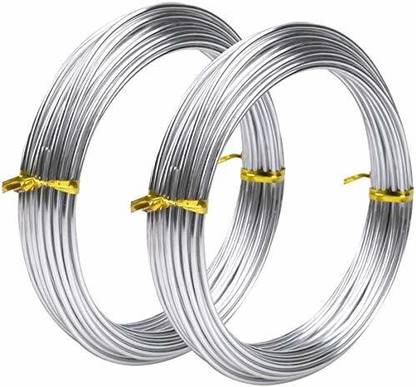 Beadsnfashion Aluminium Art and Craft Wire for Jewellery Making, Flower Decoration and Floral Arrangement Silver 10 Mtrs, Size 2 mm(12 Gauge)