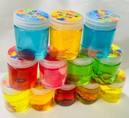 Toptoysindia Slime Clay Crystal Mud with Character Inside (Multicolor, Pack of 12)
