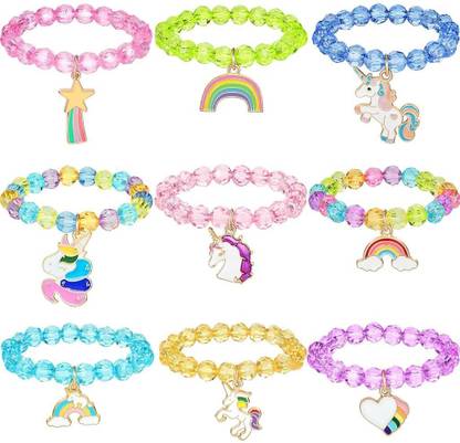 PATPAT 9 Pieces Unicorn Bracelets for Women Crystal Bracelet for Unicorn Birthday Supplies Bracelet for Women Stylish Latest