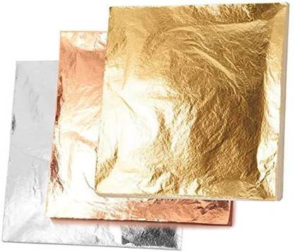 100pc Silver Metal Leaf Sheets – 14cm Imitation Foil For Gilding, Decoration & Craft