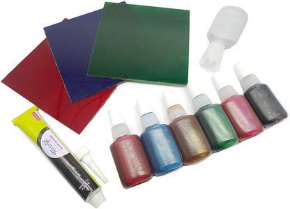 PRANSUNITA Colored Glass Painting Kit- Colored Acrylic Glass Sheet (4 x 4 inch)