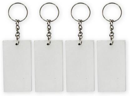 LITTLE BIRDIE Paintable MDF Canvas Keychain 1.5 X 3 Inch 2mm Thick 4Pc Key Chain