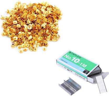 Sharum Crafts Thumb Pin Golden & Stapler Pins No-10