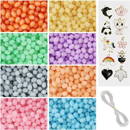 रेग्लेट 10 Metal Charms & 200 Glass Beads for Bracelet Making Kit Beads for Craft 30c