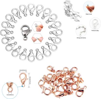 Honbom Lobster Clasp Jewelry Hook for Necklace Bracelet(200Pc Rose Gold & Silver Claw)