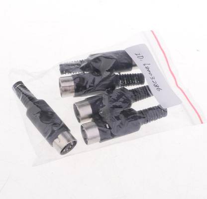 Lyla 5/pack DIN Plug Male Jack Female Connector with Black Plastic Handle 5-pin