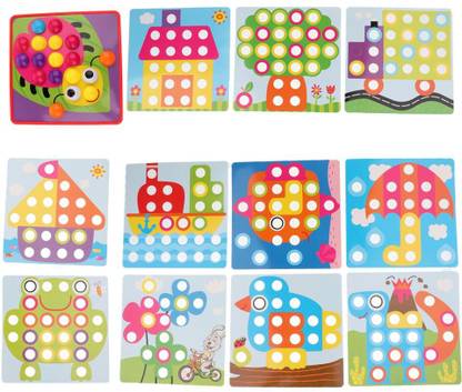 Lyla Kids Baby Button Art Color Matching Mosaic Pegboard Puzzles Early Learning Toys