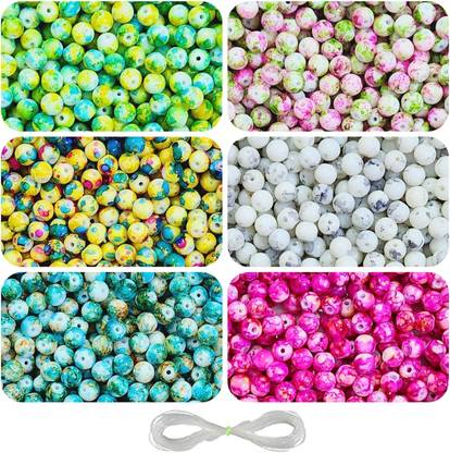 REGLET 210 Pcs Glass Marble Beads for Necklace Earring - Art & Craft - 150 Gram