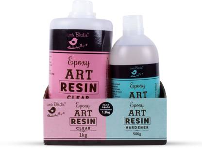 LITTLE BIRDIE Epoxy Resin And Hardener Transperant 1.5Kg Bottle Resin Art Medium