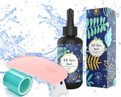 BGA UV Resin Kit Hard 50G With Lamp & UV Tape -High Gloss Finish Transparent Liquid Resin Art Medium