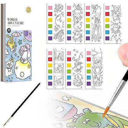 SEASPIRIT Watercolor Painting Books for Beginners, Pocket Book with 1 Paint Brush