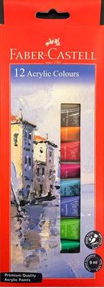 FABER-CASTELL Acrylic Paint Tube Set - Pack of 12 Shades 9ml tubes