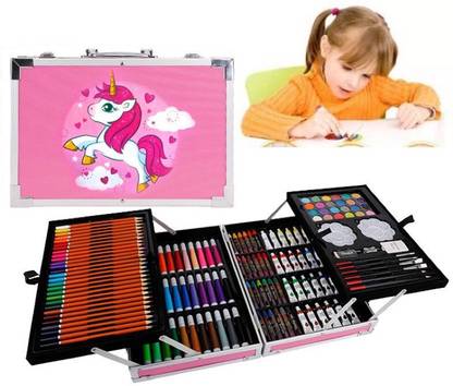 kettoby unicorn color suitcase color box color kit for drawing artist color kit 145pcs