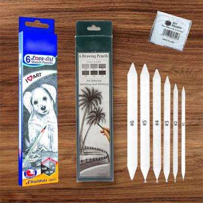 ARTTWALA ARTLINE DRAWING PENCIL SET+FC DRAWING PENCIL SET+PAPER STUMPS +KNEADABLE ERASER