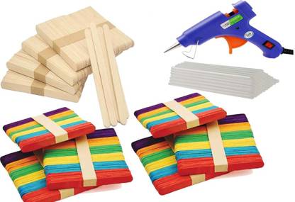 MBS SATR Ice Cream Popsicle Sticks, Multicolour, glue gun /stick