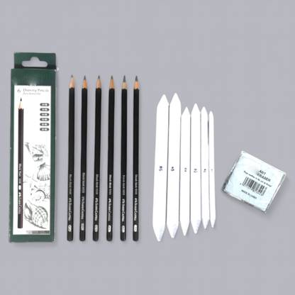SKYGOLD FABER-CASTELL DRAWING PENCIL SET+PAPER STUMPS +KNEADABLE ERASER COMBO ART SET