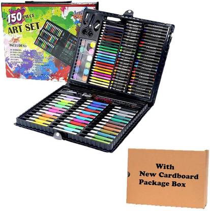 GKzon 150 Pcs Professional Deluxe Art Set, Drawing Kit with Colored Pencils, Markers