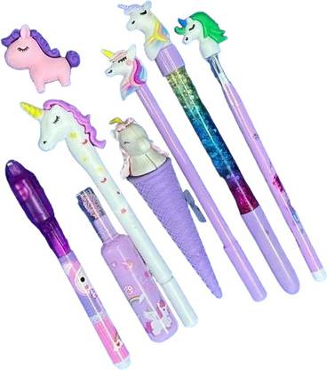AR BHUMI Combo Set Of 8 Pcs Stationery Item (Pen/Pencil/Eraser/HighLighet/MagicPen)