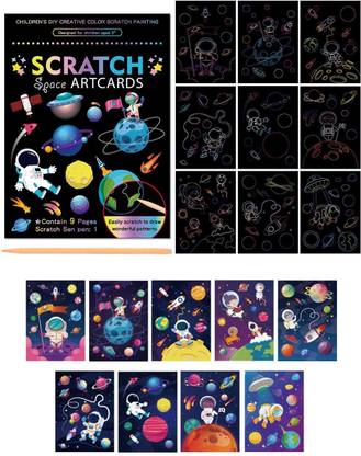 Happy Hues 9 Sheets Double Sided Cute Design Rainbow Scratch Paper Cards & Scratch Set