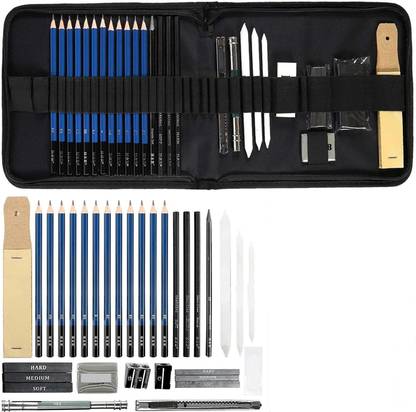 Adoere 33-Piece Sketch Pencils & Drawing Kit, Complete Artist Kit Graphite Pencils