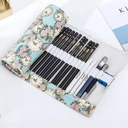 PEACORA Nyoni 29 pcs Sketch Pencil Kit Pencil Case Roll up Graphite Pencil Sketching Set