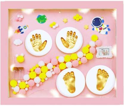 MICRO BELIEVE Memories Baby Clay Handprint & Footprint Wooden Frame With Led Light Safe