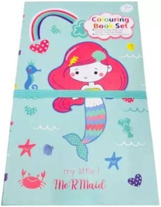 Sannu Mermaid Theme Coloring Book with 8 Double Side Pencils Color 60 Pages (Set of 1)