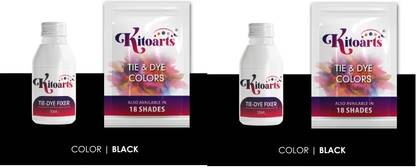 Kitoarts Black Dye for Jeans Cloth 50 Gram, Fixer 50 Ml, Fabric Dye for Cloth Permanent