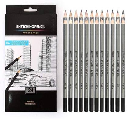 Adoere 24 pc Professional Drawing Sketching Pencils Set 14B -9H Premium Artist Grade