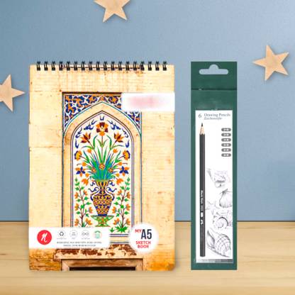 SKYGOLD NEELGAGAN A5 SIZE 140 GSM SKETCH PAD WITH FABER CASTELL DRAWING PENCIL COMBO