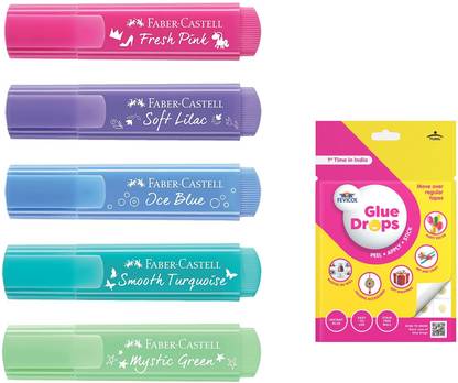FABER-CASTELL Pastel Highlighter Set With Glue Drops