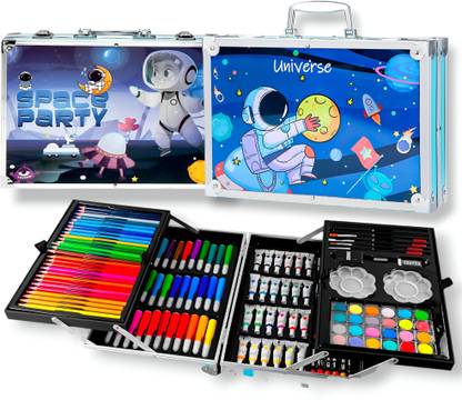 PEACORA Art Kit New Theme 145 Pieces | Painting Box for Kids & Adults (Space - Blue)