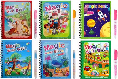 ibox Reusable Magic Water Painting Book |Doodle Pen (Pack of 6)
