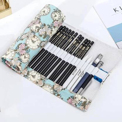 PEACORA Nyoni 29 pcs Sketch Pencil Kit Pencil Case Roll up Graphite Pencil Sketching Set